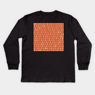 Watercolor dot to dot in orange and cream Kids Long Sleeve T-Shirt